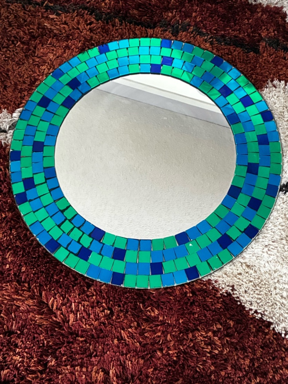 IKEA Blue and Green Mosaic Round Wall Mirror